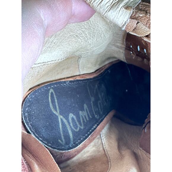 Sam Edelman Krosby Women’s sz 9.5 Gladiator Leather Wedge Peep Toe booties - Picture 11 of 12